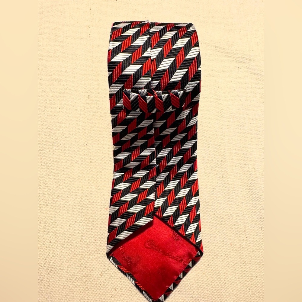 TURNBULL & ASSER Red White 100% Silk Tie Mens Handmade in England
